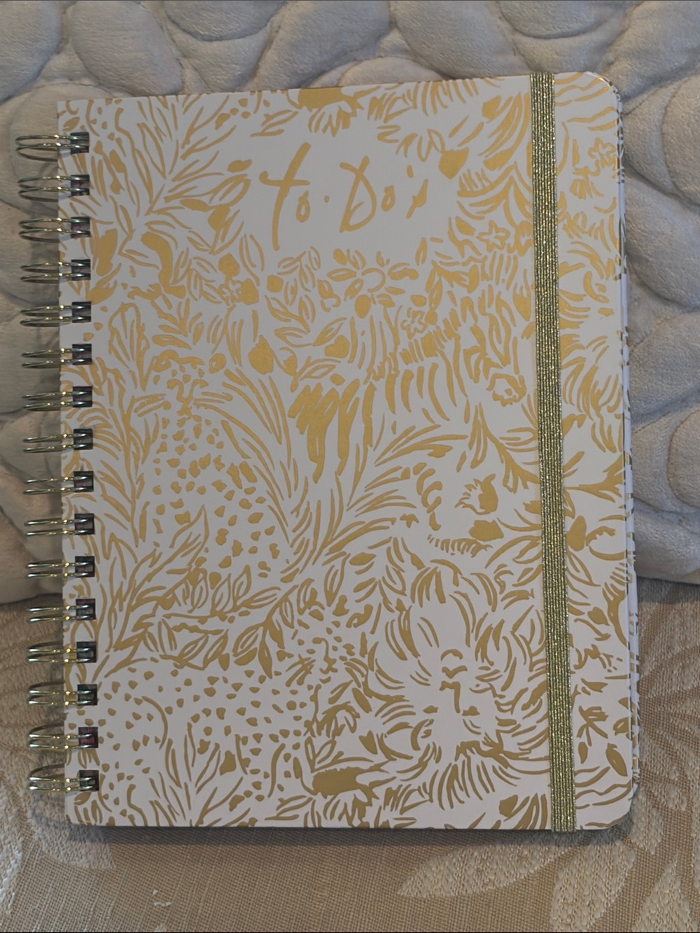 Lilly Pulitzer Gold & White Spiral To-Do Notebook - Home Office